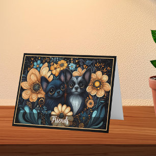 Chihuahua Friends Art Nouveau Chic Cartes à Note