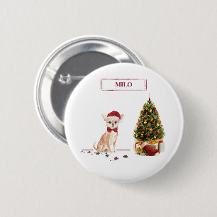 Chihuahua Funny Christmas Dog with Tree 2 Inch Round Button