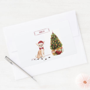Chihuahua Funny Christmas Dog with Tree Sticker