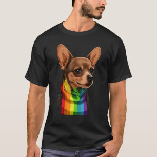 Chihuahua Gay Pride Dog LGBT Rainbow Flag on Chihu T-Shirt