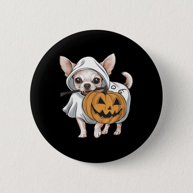 Chihuahua Ghost Dog Halloween 2 Inch Round Button (Front)