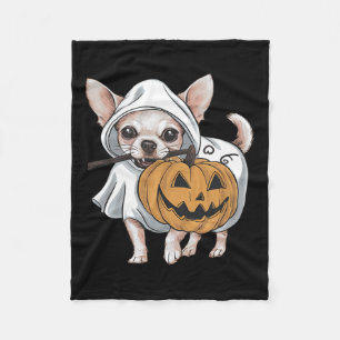 Chihuahua Ghost Dog Halloween  Fleece Blanket