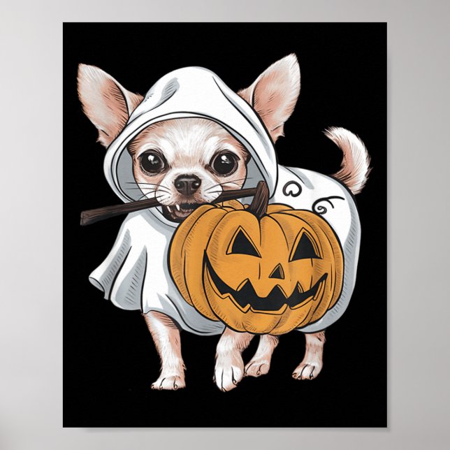 Chihuahua Ghost Dog Halloween Poster (Front)