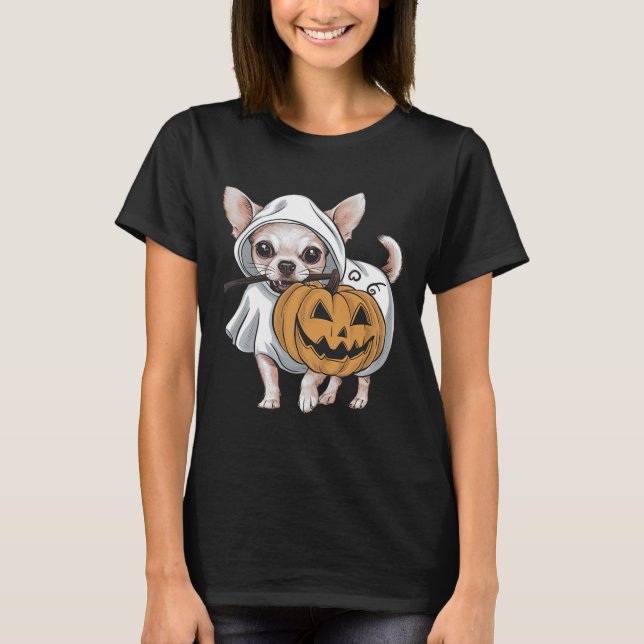 Chihuahua Ghost Dog Halloween  T-Shirt (Front)