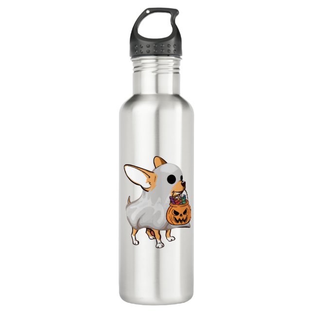 Chihuahua Ghost Pumpkin Halloween Shirt 710 Ml Water Bottle (Front)