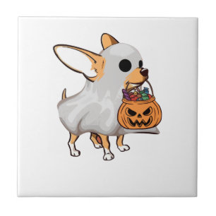 Chihuahua Ghost Pumpkin Halloween Shirt Tile