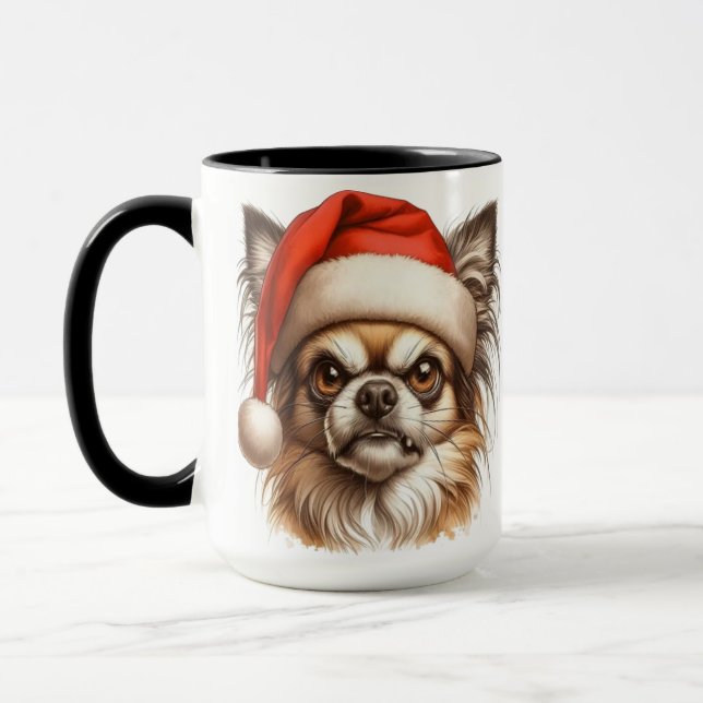 Chihuahua Grumpy Christmas Coffee Mug Cup (Left)