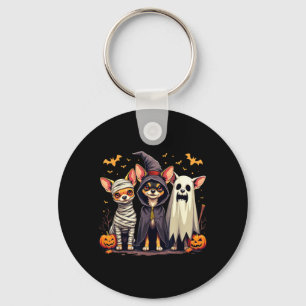 Chihuahua Halloween Costume Mummy Witch Ghost Dog Keychain