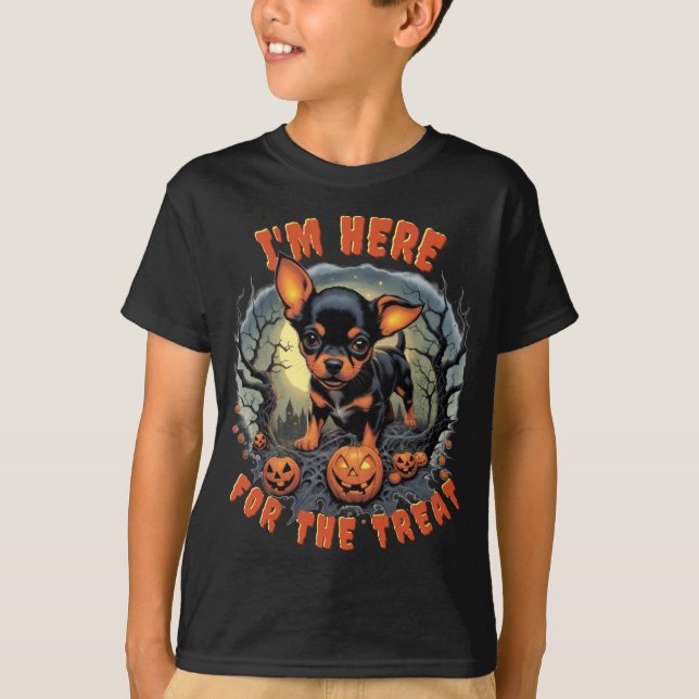 Chihuahua Halloween Kids Tee: Spooktacular Fun T-Shirt (Front)
