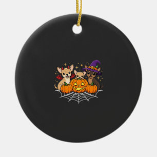 Chihuahua Halloween Pumpkin Witch Dog Design Ceramic Ornament