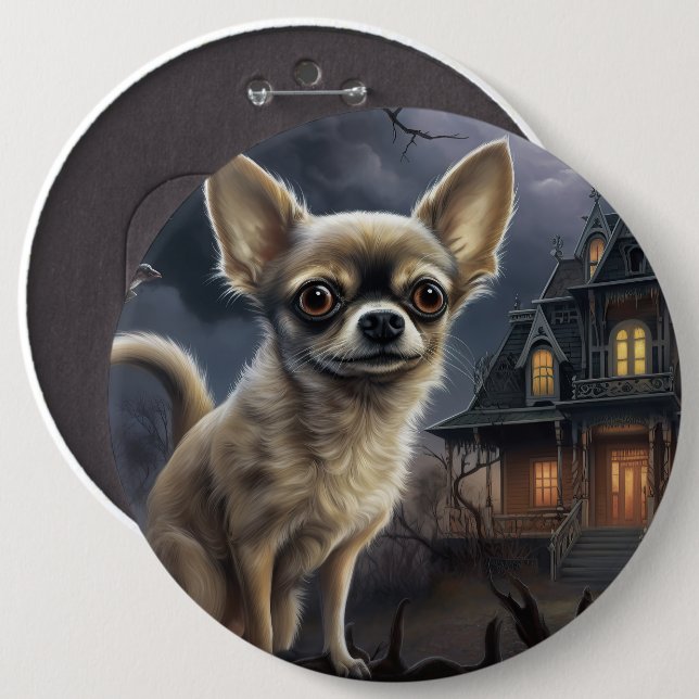 chihuahua Halloween Scary  6 Inch Round Button (Front & Back)