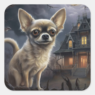 chihuahua Halloween Scary  Square Sticker