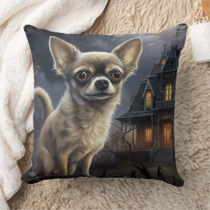 chihuahua Halloween Scary  Throw Pillow