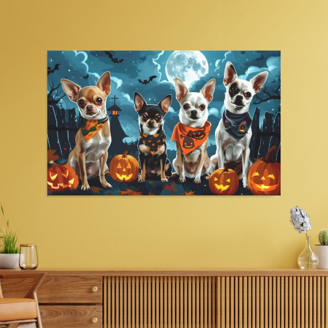 Chihuahua Halloween Spooky Canvas Print (Insitu(LivingRoom))