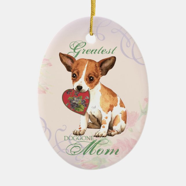 Chihuahua Heart Mom Ceramic Ornament (Front)