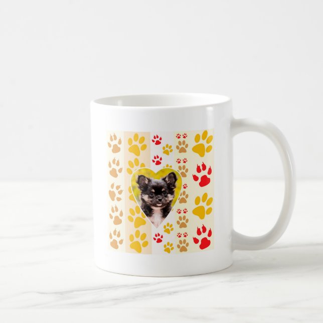 Chihuahua Heart Paw Prints Coffee Mug (Right)