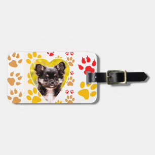 Chihuahua Heart Paw Prints Luggage Tag