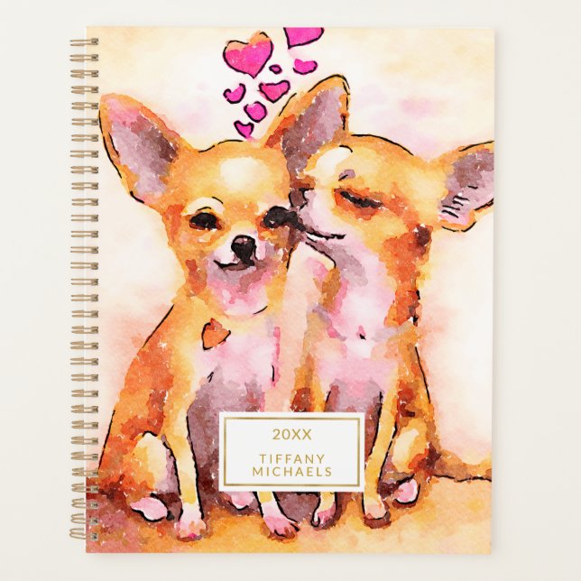 Chihuahua Hearts Aquarelle (Devant)