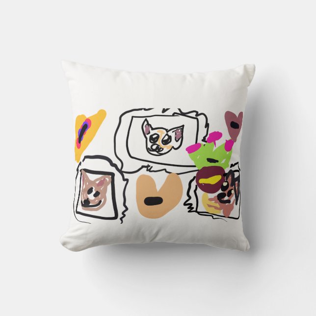 Chihuahua hearts  throw pillow (Front)