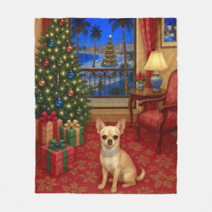 Chihuahua Holiday  Fleece Blanket