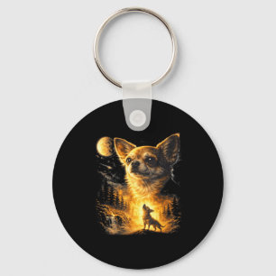 Chihuahua howling the moon funny chihuahua meme do keychain