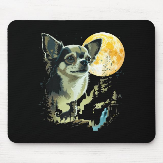 Chihuahua howling the moon funny meme  mouse pad (Front)
