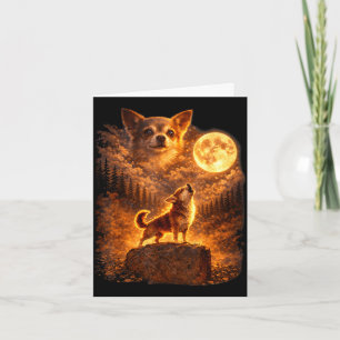 Chihuahua howling to the moon funny vintage card