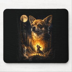Chihuahua howling to the moon meme vintage 90s mouse pad
