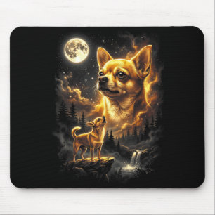 Chihuahua howling to the moon retro vintage 90s mouse pad