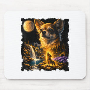 Chihuahua howling to the moon vintage 90s chihuahu mouse pad