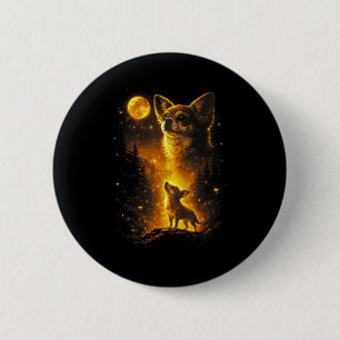 Chihuahua howling to the moon vintage 90s retro 2 inch round button