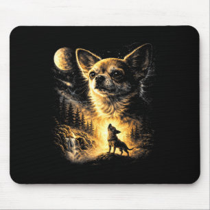 Chihuahua howling to the moon vintage 90s retro mouse pad
