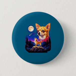 Chihuahua howling to the moon vintage dog art 2 inch round button