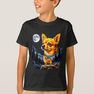 Chihuahua howling to the moon vintage dog art T-Shirt