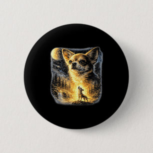 Chihuahua howling to the moon vintage funny 2 inch round button