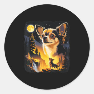 Chihuahua Howling To The Moon Vintage Funny Chihua Classic Round Sticker