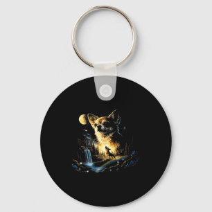 Chihuahua Howling To The Moon Vintage Funny Chihua Keychain