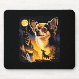 Chihuahua Howling To The Moon Vintage Funny Chihua Mouse Pad