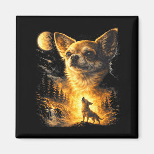 Chihuahua howling to the moon vintage funny magnet