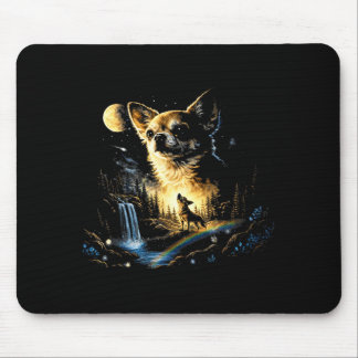 Chihuahua howling to the moon vintage funny mouse pad