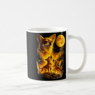 Chihuahua howling to the moon vintage funny three coffee mug