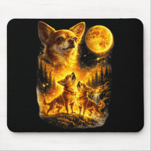 Chihuahua howling to the moon vintage funny three mouse pad