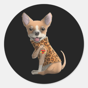Chihuahua I Love Mom Tattoo Dog Shirt Funny Mother Classic Round Sticker