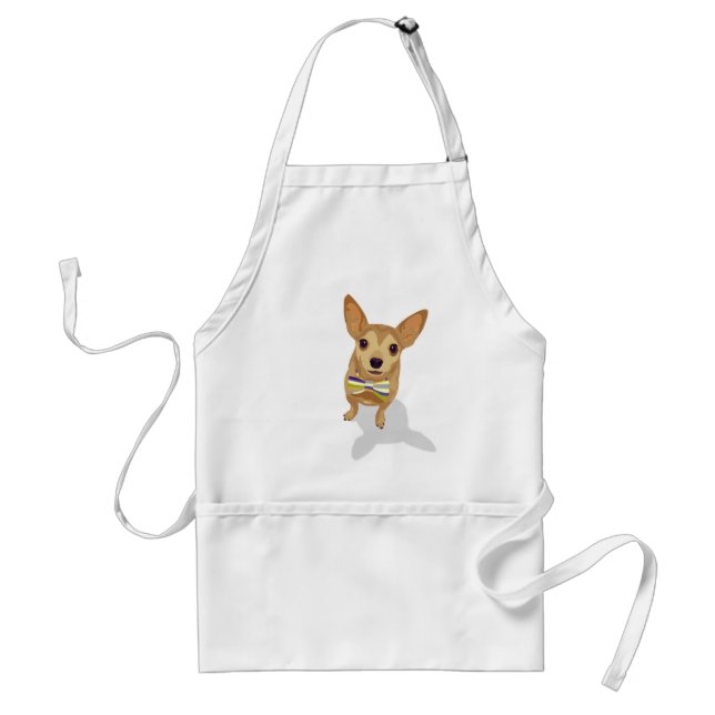 Chihuahua in a bowtie on white background standard apron (Front)