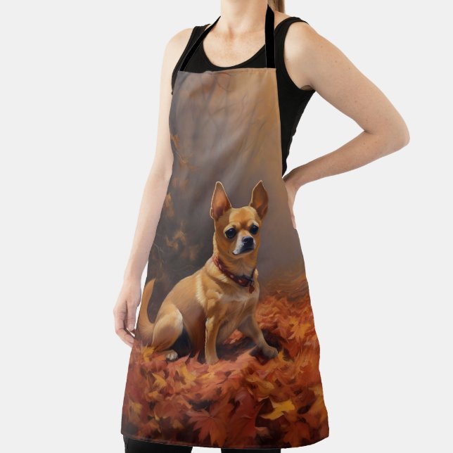 Chihuahua in Autumn Leaves Fall Inspire  Apron (Insitu)