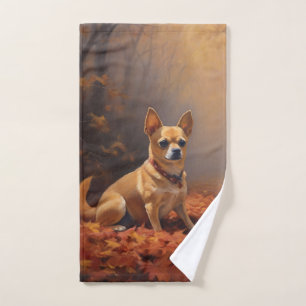 Chihuahua in Autumn Leaves Fall Inspire Bath Towel Set