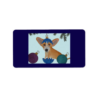 Chihuahua in broken Christmas ornament Label