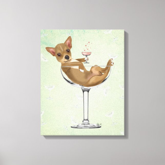 Chihuahua in Cocktail Glass Canvas Print (Front)