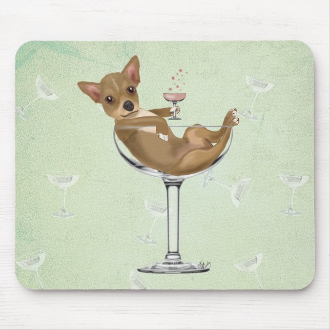 Chihuahua in Cocktail Glass Mouse Pad (Front)