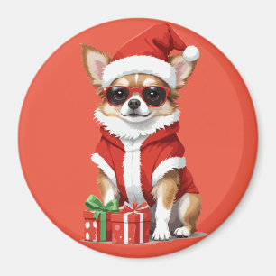 Chihuahua In Santa Costume Adorable Funny Pet Magnet